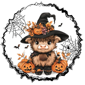 Halloween Highland Cow Witch Metal Sign (Choose Size)