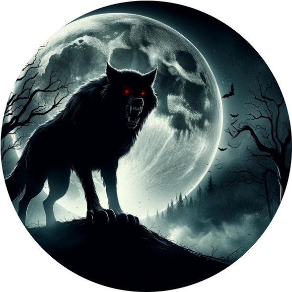 Midnight Howl Werewolf Metal Wreath Sign - Gothic Halloween Decor (Choose size)