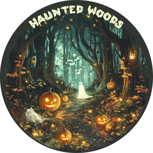 Haunted Woods Halloween Metal Sign (Choose Size)