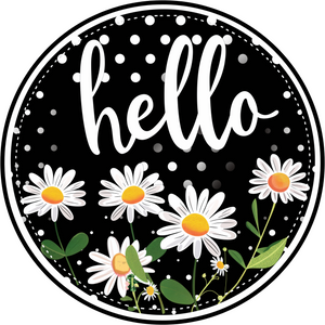 Hello Daisy Polka Dot Round Metal Sign (Choose Size)