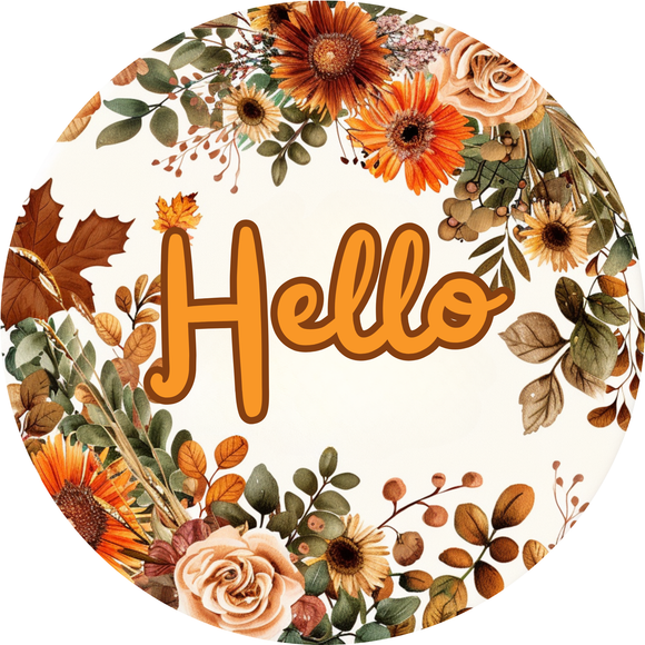 Hello Floral Metal Sign (Choose size)