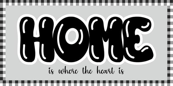 Home Is Where The Heart Is Metal 12x6 Wreath Sign