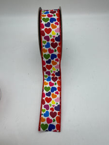 1.5" Hearts Multi Color Twill