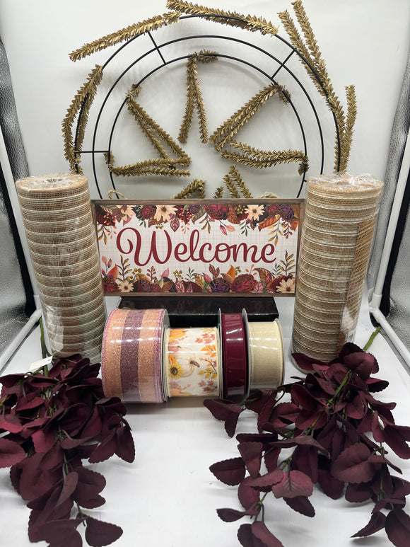 Autumn Welcome Burgundy Leaf Wreath Kit
