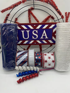 USA Patriotic Glitter Wreath Kit