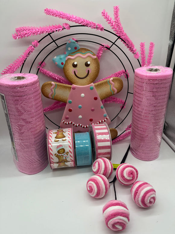 Girl Gingerbread Wreath Kit (Candy Shop)