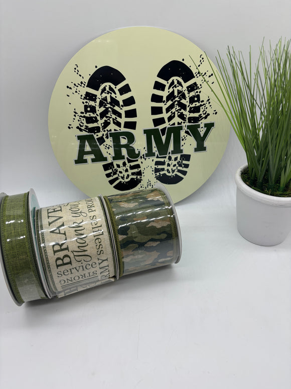 Army Boots Ribbon and Sign Wreath Kit (No Frame)