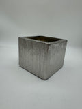 Elegant Silver Brushed Glass Floral Container - 5" x 5" x 5"