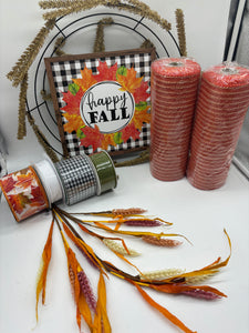 Happy Fall Leaf Check DIY Wreath Kit