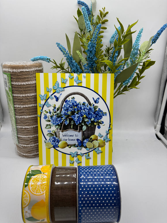 Summer Fresh Lemon & Hydrangea Ribbon and Sign Kit (No frame)