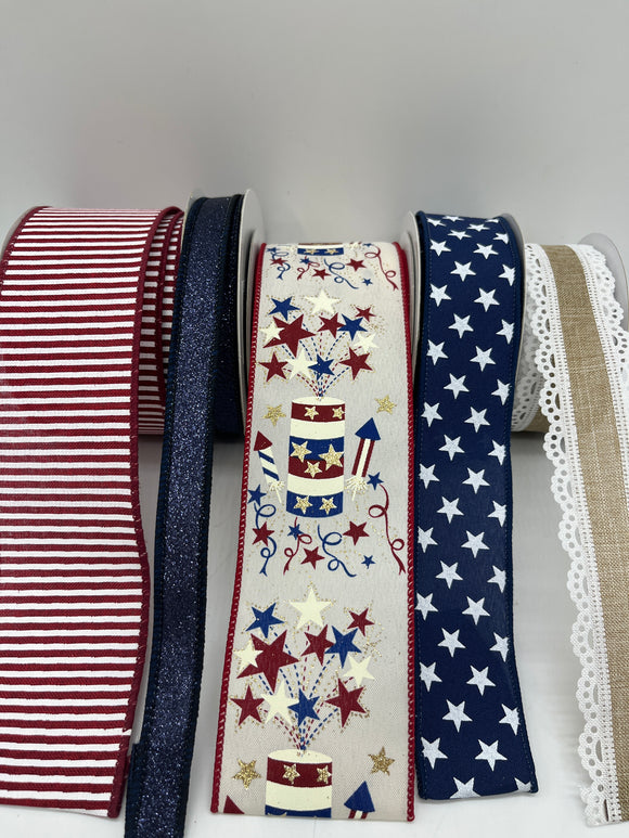 Patriotic Stars and Fireworks Ribbon Bundle