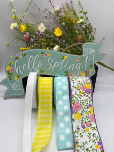 Hello Spring Banner Sign and Ribbon Bundle