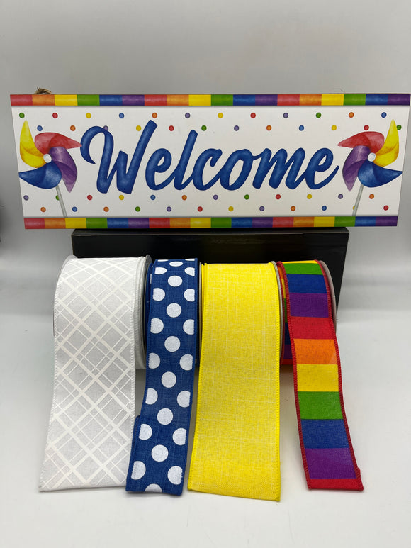 Welcome Pinwheel Ribbon and Sign Bundle