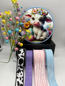 Easter Cow Ribbon and Sign Bundle