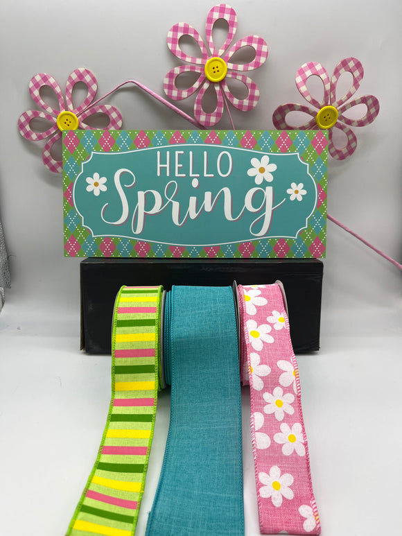 Hello Spring Sign and Ribbon Bundle