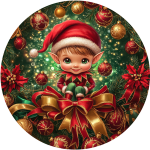 Jolly Elf Boy Metal Sign (Choose Size)