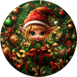 Jolly Elf Girl Metal Sign (Choose Size)