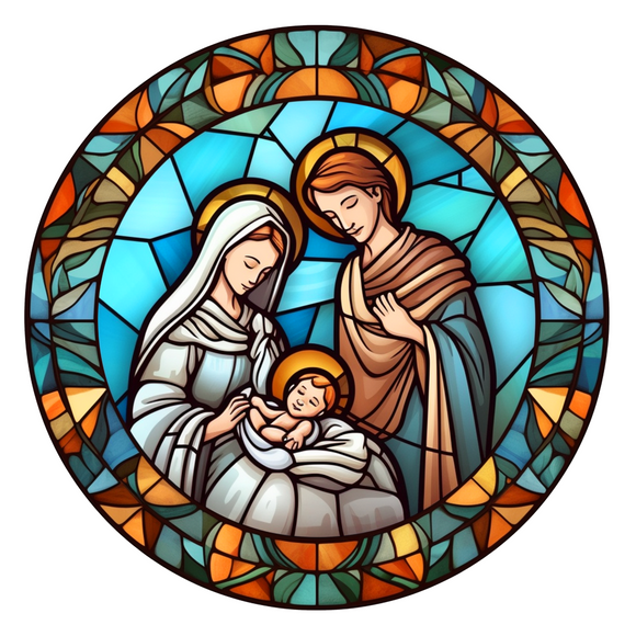 Joseph and Mary Faux Stained Glass (Choose Size)