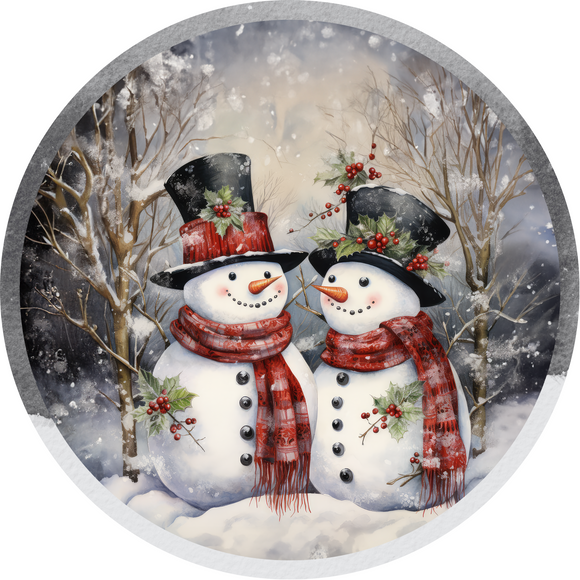 Snowman Couple In The Woods ( Choose Size)