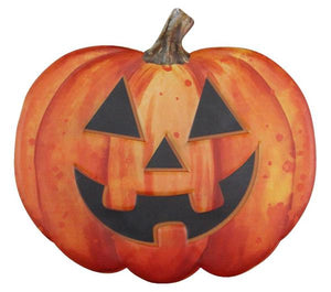 12"L X 11"H Metal Embossd Jack-O-Lantern Orange/Black