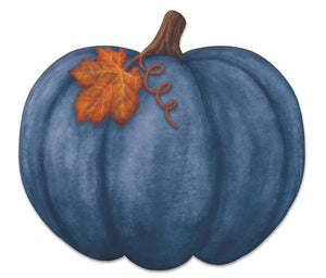 12"L X 11"H Metal/Embossed Pumpkin Sign Blue