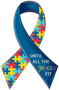 12.25"H Metal/Embossed Awareness Ribbon Blue/Red/Yellow/Lt Blue