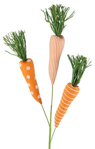 27"L Fabric Carrot Pick X 3 Orange/White/Green