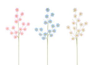 28"L Fleece Flower Spray 3 Asst Pink, Blue, White
