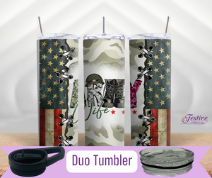 American Flag Camo Army Wife Thermal Tumbler ( Personalization Option)