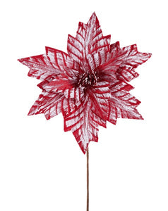 12"Dia X 18"L Poinsettia Stem Red/Brushed White