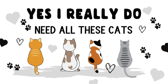 12x6 Yes I Need All These Cats Metal Sign