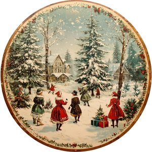 Old-Time Christmas Gathering Metal Sign (Choose Size)