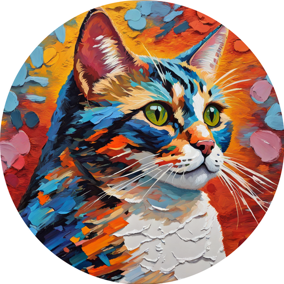 Painted Cat Metal Sign (Choose size)