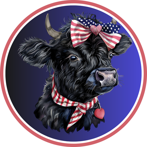 Patriotic Farmhouse Cow Metal Sign (Choose size)
