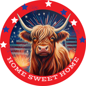 Home Sweet Home Cow Wreath Sign (Choose Size)