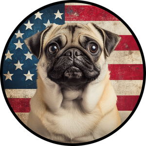 Patriotic Pug - American Flag Metal Wreath Sign (Choose Size)