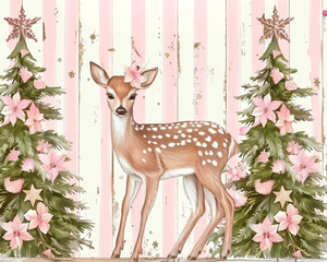 8"x10" Pink Pastel Christmas Deer Metal Wreath Sign