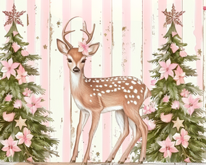 8"x10" Pink Pastel Christmas Reindeer Metal Wreath Sign