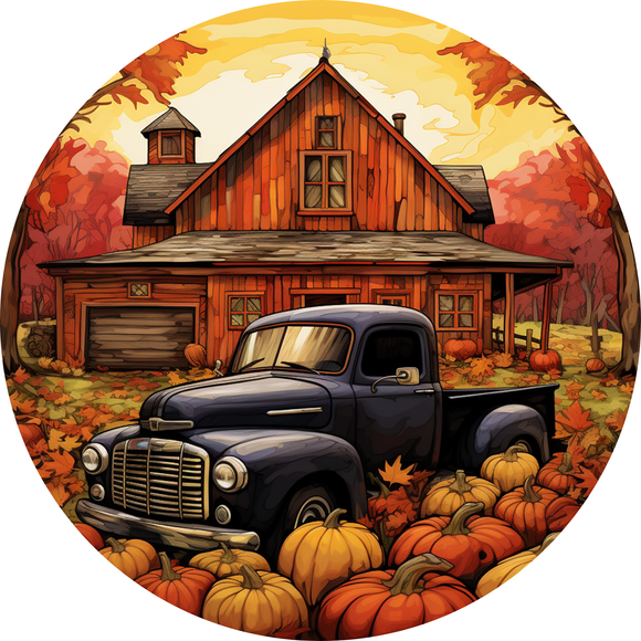 Pumpkin Farm Vintage Truck Metal Sign (Choose size)