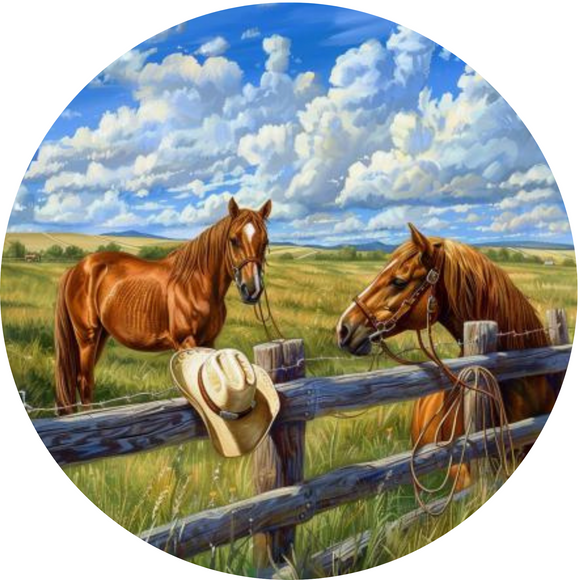 Quarter Horse Companions Metal Wreath Sign - Rustic Equestrian Decor  (Choose size)