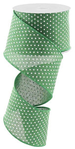 2.5"X10Yd Raised Swiss Dots On Royal Emerald Green/White