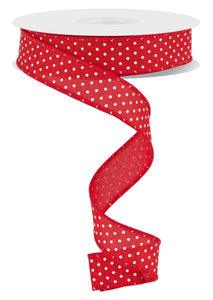 7/8"X10Yd Raised Swiss Dots On Royal Red/White