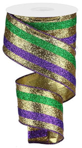 2.5"X10Yd Full Glitter Stripe Mardi Gras