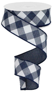 1.5"X10Yd Diagonal Check On Royal Navy Blue/White