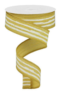 1.5"X10Yd Irregular Stripes On Royal Mustard/Cream