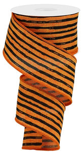 2.5"X10Yd Irregular Stripes On Royal Orange/Black
