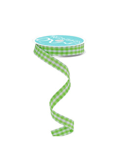 5/8"X10Yd Gingham Check Lime Green/White