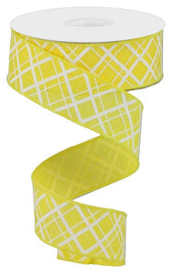 1.5"X10Yd Thick/Thin Diagonal Check Yellow/White