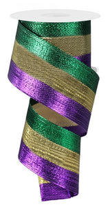 2.5"X10Yd 3-In-1 Metallic Stripe Mardi Gras