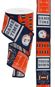 2.5"X10Yd Football Block Pattern Navy/Orange/Brown